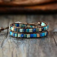 bracelet femme en pierres fines de jaspe et cuir
