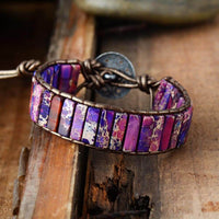 bracelet femme en pierres naturelles de jaspe et cuir