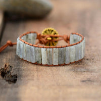 bracelet femme en pierres naturelles de labradorite et cuir