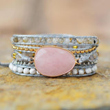 bracelet femme en quartz rose, howlite et labradorite