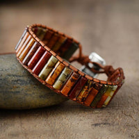 bracelet homme ou femme en pierre naturelle de jaspe et cuir