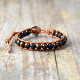 bracelet homme femme en pierres naturelles de bronzite et de lave