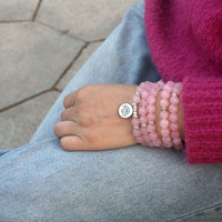 bracelet mal de lithothérapie en quartz rose