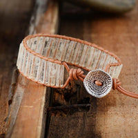 bracelet mixte en cristal de roche et cuir