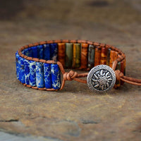 bracelet mixte en pierres fines de jaspe et cuir
