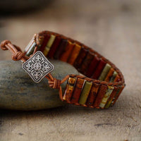 bracelet mixte en pierres naturelles en jaspe et cuir