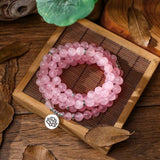 collier mala en pierres naturelles de quartz rose